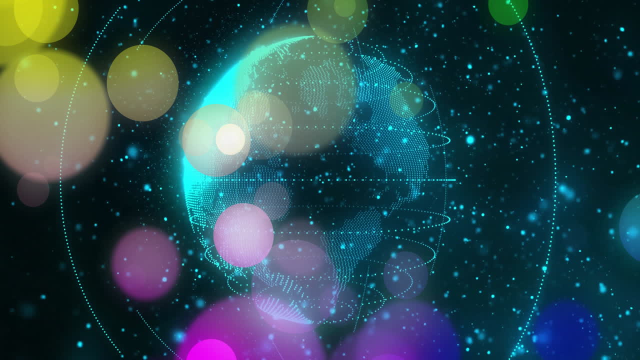 별빛 바탕에 다채로운 보케 조명 애니메이션으로 반이는 지구