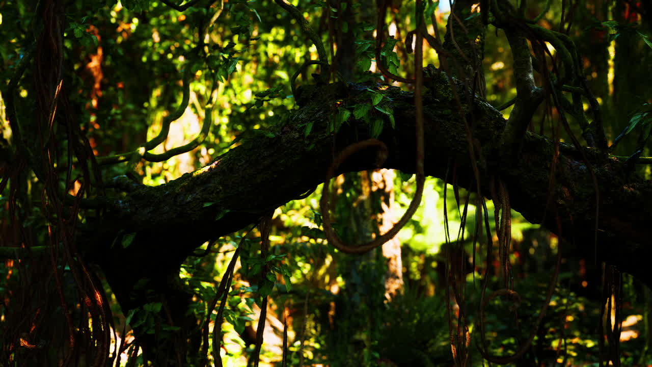 Lush green rainforest in brazil with vibrant foliage and intricate vines