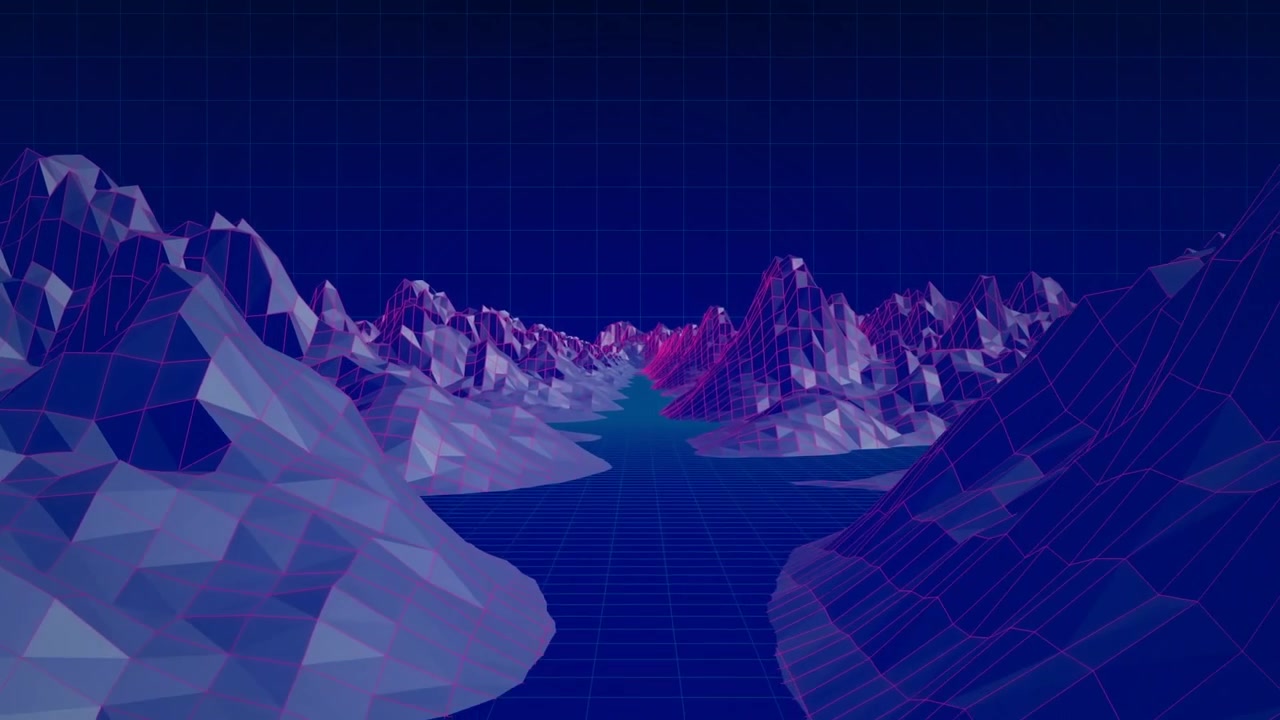 Animation of digital landscape over dark background