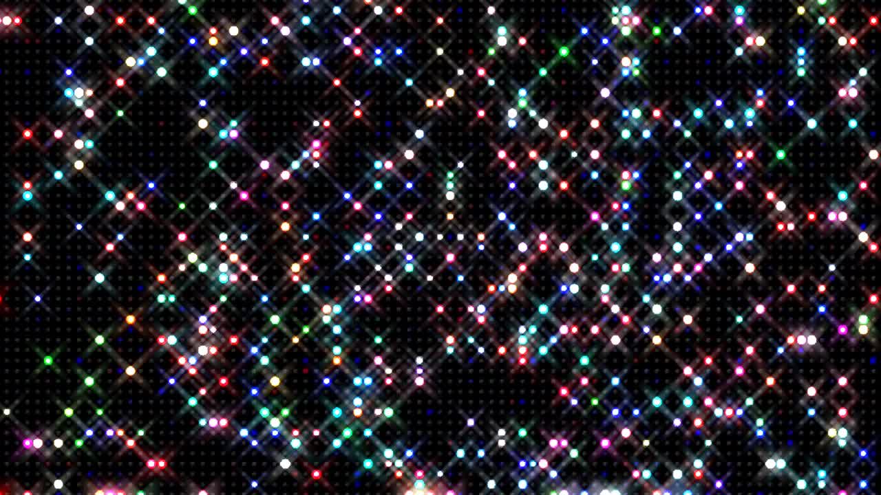 shining bright lines set dots wave motion, colorful, on black background