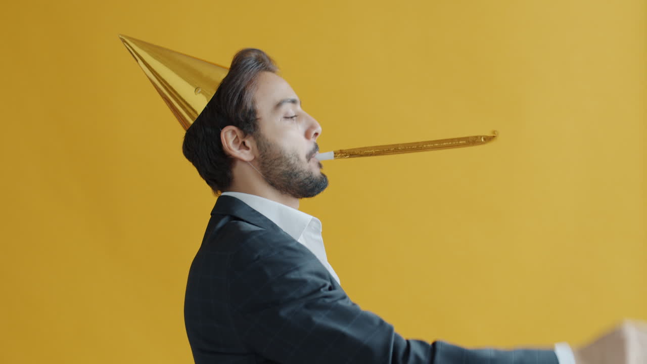 Man in a Suit Celebrating a Birthday