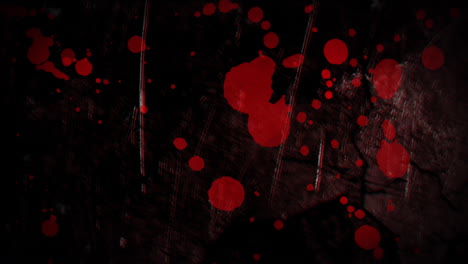 animation of red splashes and moving and changing texture and copy space on black background