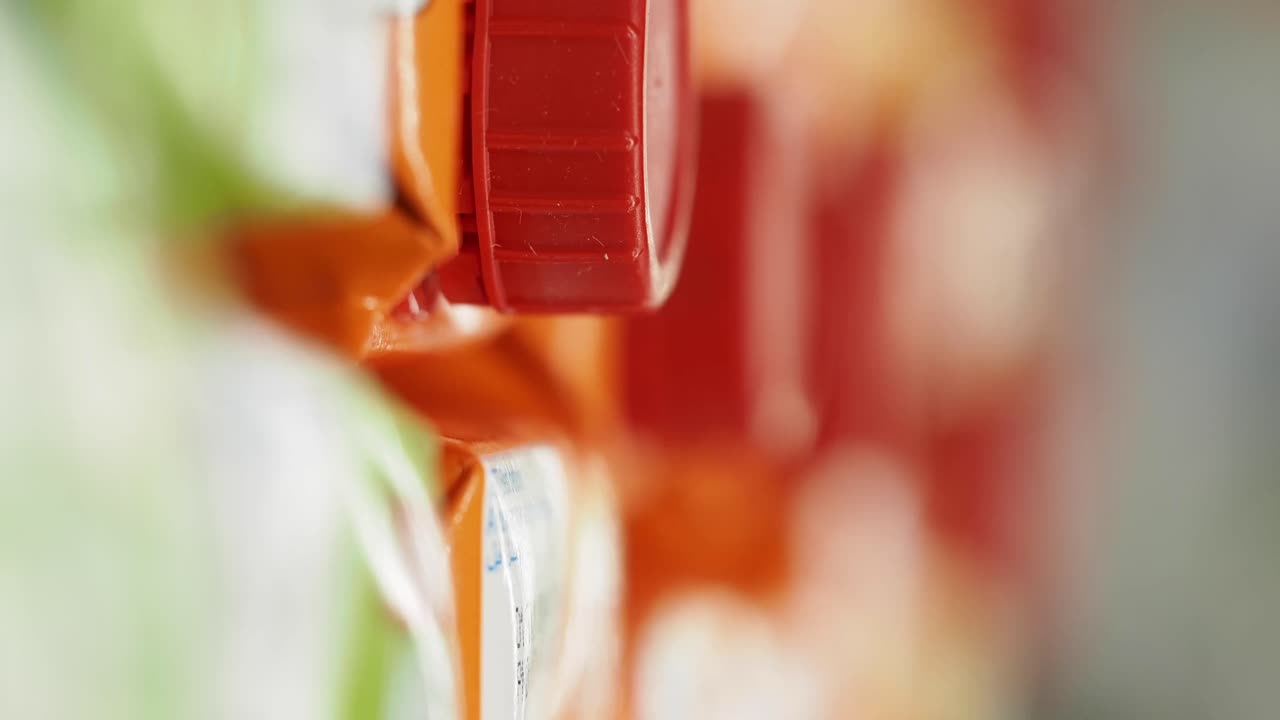 Juice container with red cap