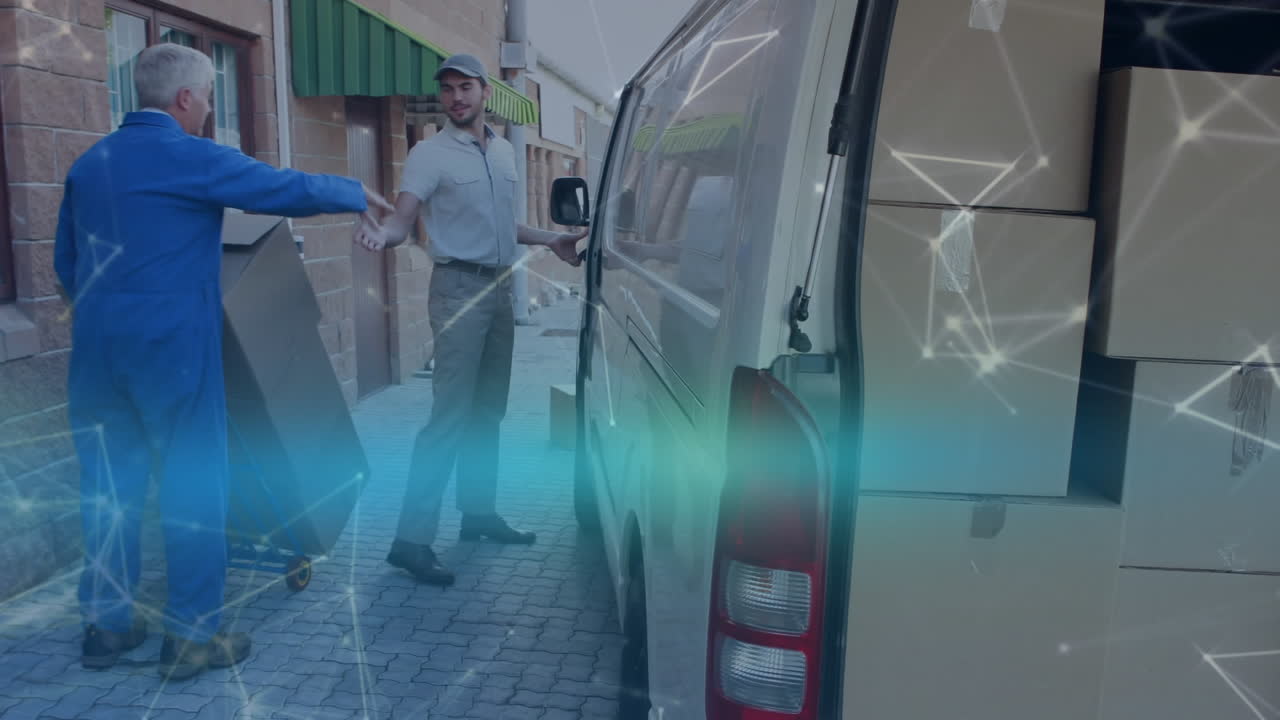 Delivery van parked at a street