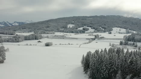 antena de hermoso paisaje cubierto de nieve en vaud, suiza