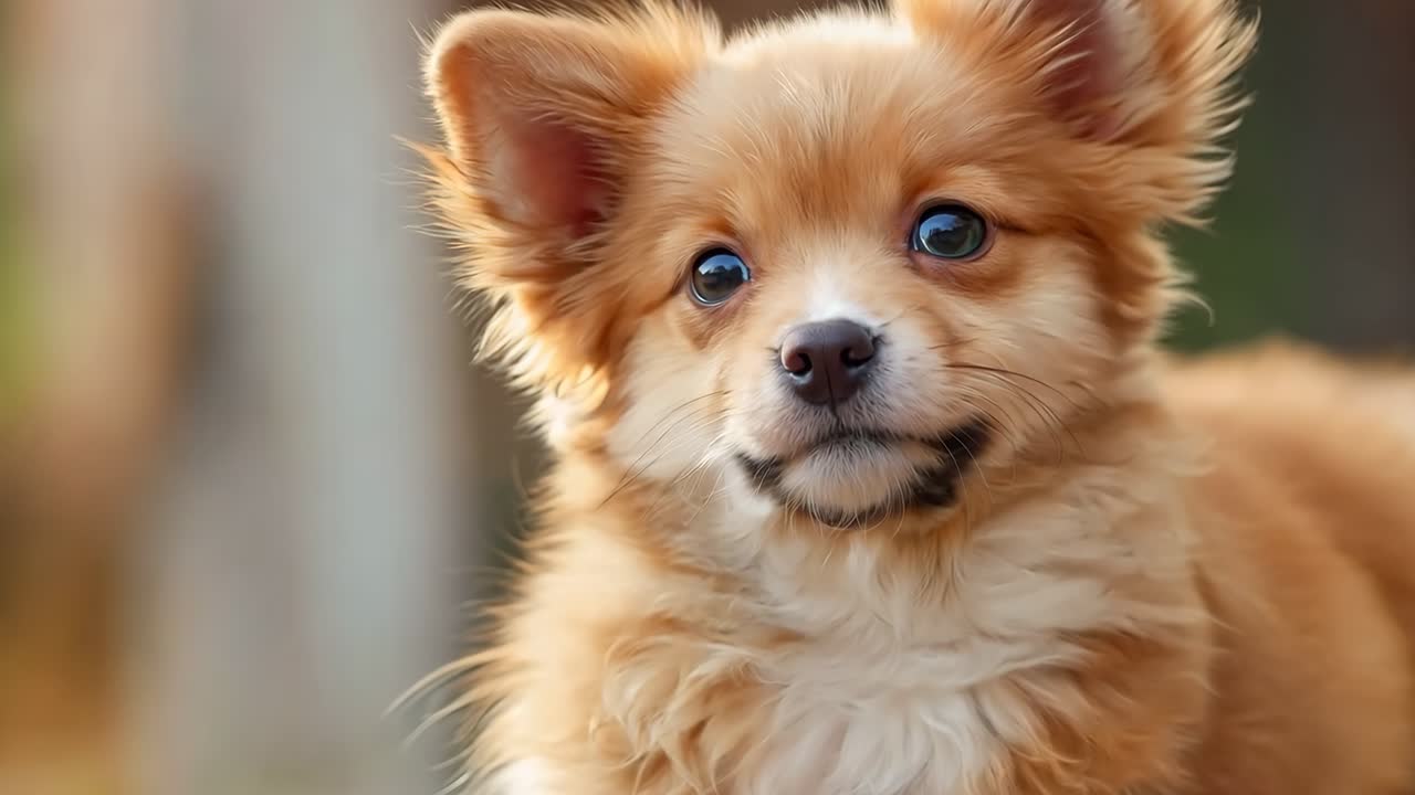 숲 속 땅 위에 누워 있는 작은 갈색 개