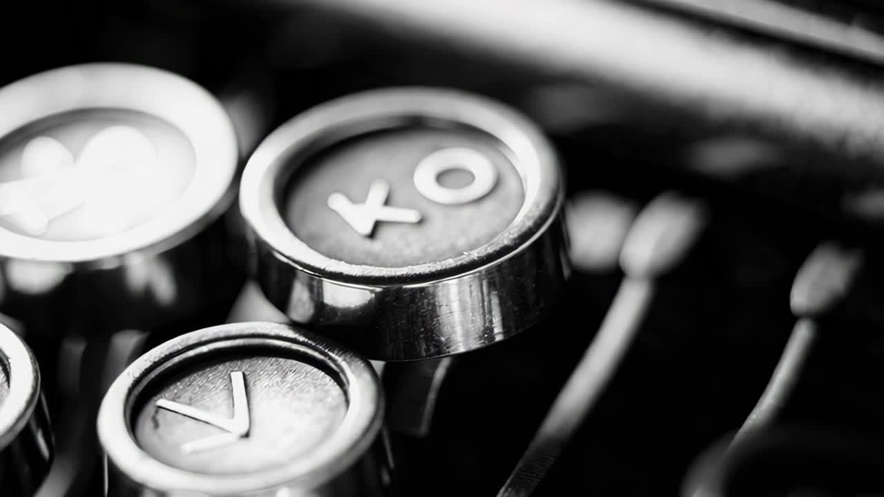 Close-up of vintage typewriter keys