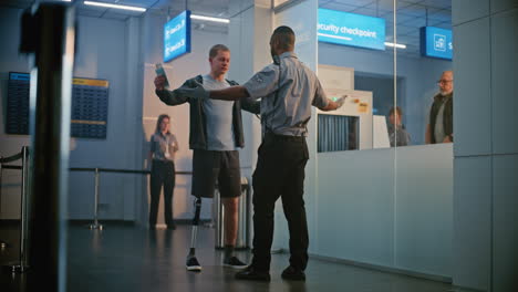 airport security checkpoint with disabled passenger