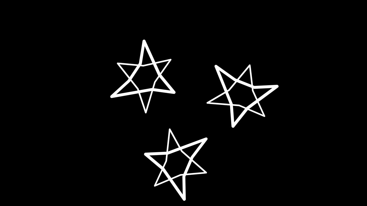 Hand drawn doodle stars on a transparent background. Looping clip in a stop motion style