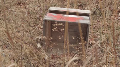 caja de leche vieja en un campo cubierto