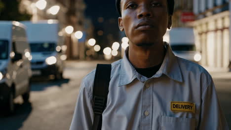 delivery person at night