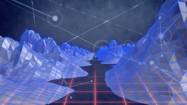 Animation of network of connections over icebergs
