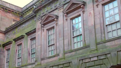 pan shot of the architecture of lyme house in cheshire manchester, england