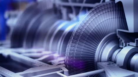 close-up view of a gas turbine engine