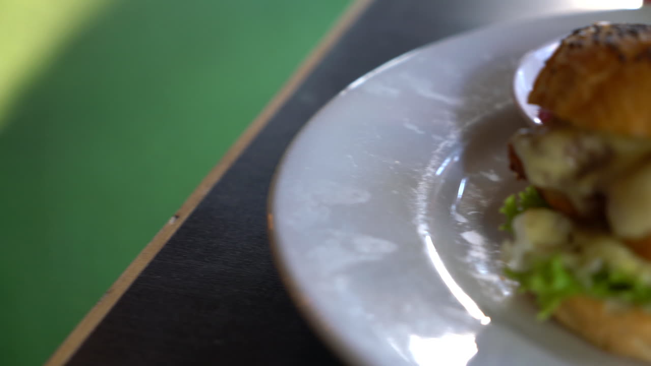 hamburguesa de pollo con patatas fritas