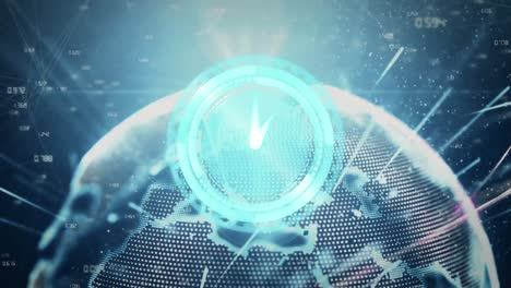animation of clock over network of connections with globe