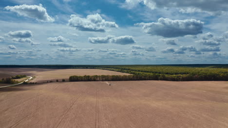 Agriculture field landscape. Aerial view over the agricultural field