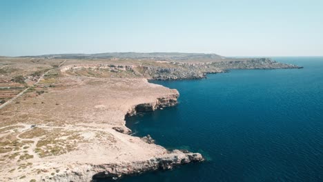 Antenne,-Drohne,-Klippen,-Küste-Von-Malta