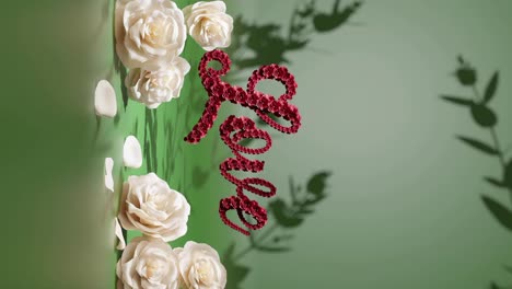 Romantische-Blumenliebe-Zeigt-Grünen-Hintergrund-Vertikal-An