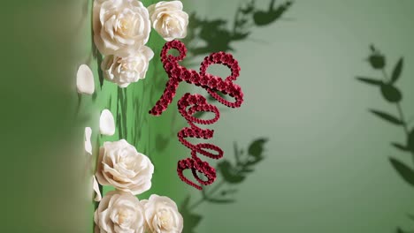 romantic floral love display green backgorund vertical