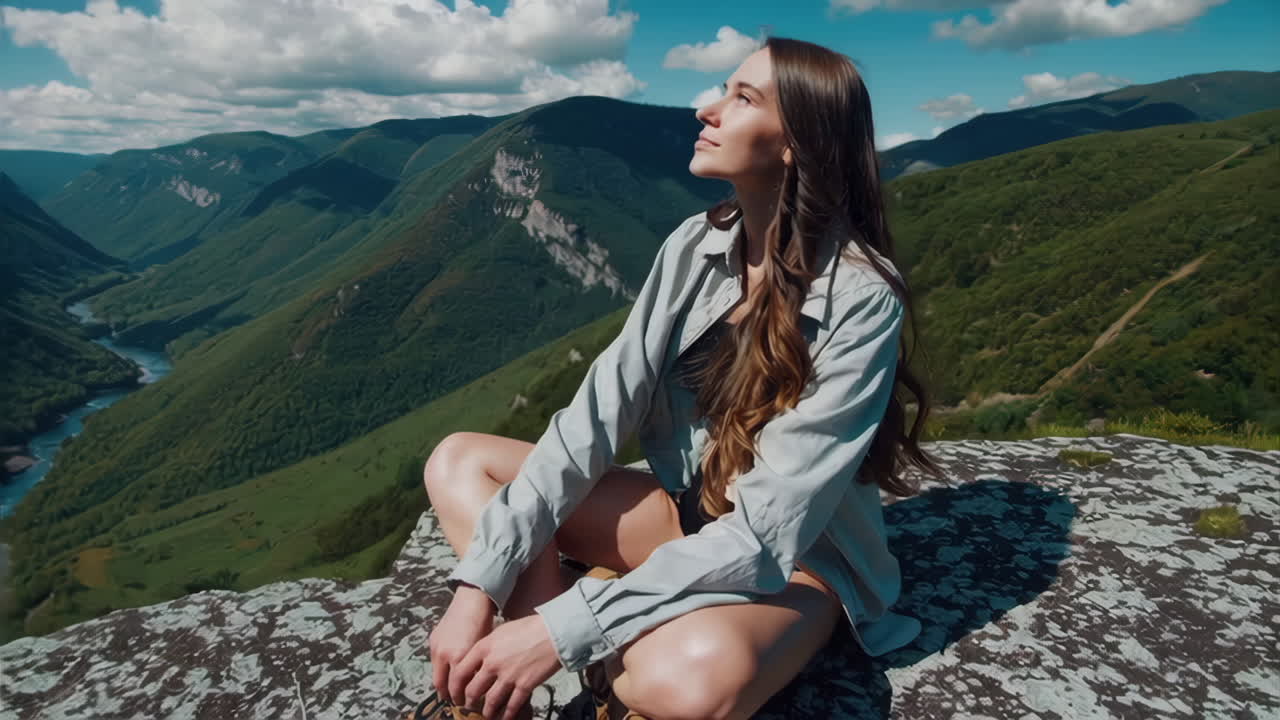 Woman enjoying the view from a mountaintop