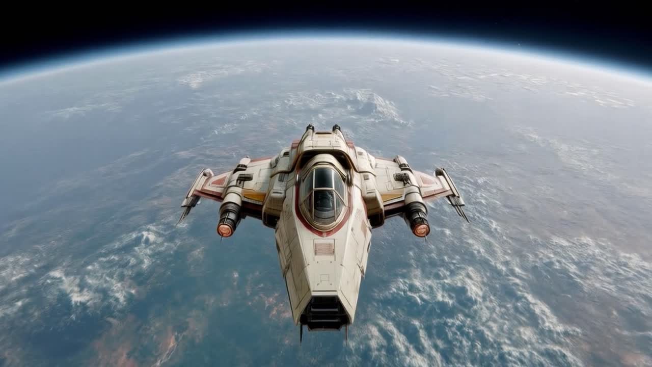 Spaceship in orbit around Earth