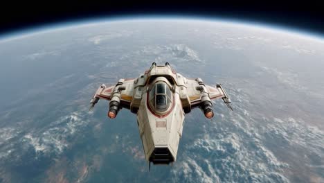 spaceship in orbit around earth