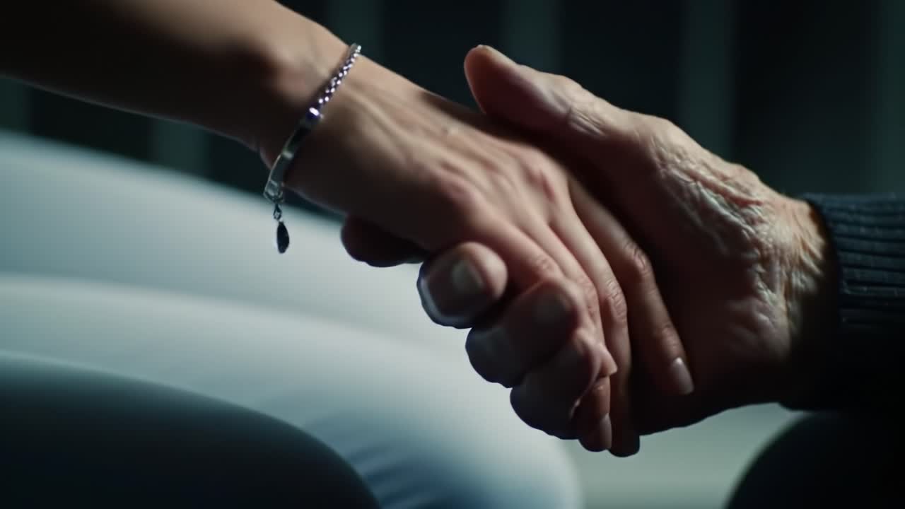 A Moment of Connection: The Tender Touch Between Generations Capturing the Essence of Care, Comfort, and Human Connection in a Shared Experience