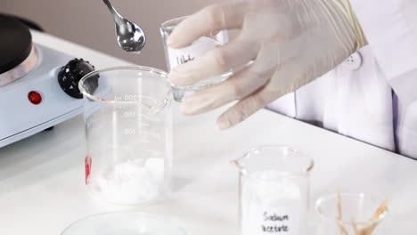 observing sodium acetate crystallization in a laboratory setting