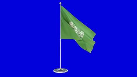 saudi arabia 3d illustration of the waving flag on a pole with chroma key