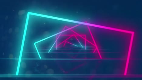 animation of neon squares moving on blue background