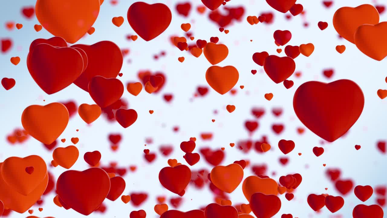 video de bucle. abstract corazones rojos sobre fondo azul. corazones volando. concepto: día de san valentín, aniversario, día de la madre, matrimonio, invitación, boda, cumpleaños, festivo. bucle sin costuras 4k video