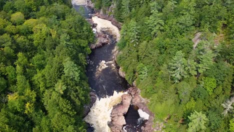 static overhead drone shot of rocky river area