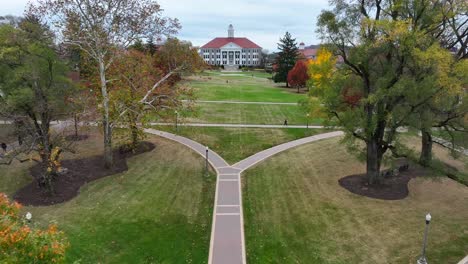 james madison university quad and wilson hall in autumn