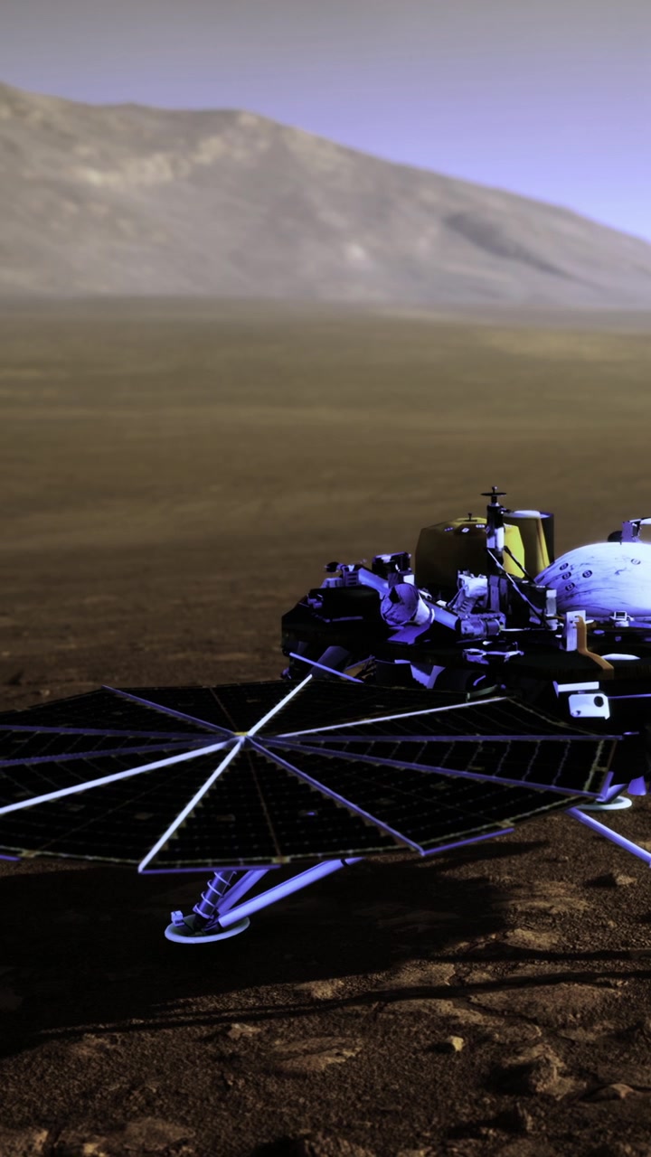 Mars rover explores the surface of the red planet during daytime