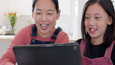 grandmother and granddaughter enjoying tablet time