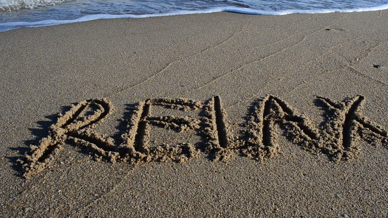The word a relax on sand. Beach. Shooting on the beach