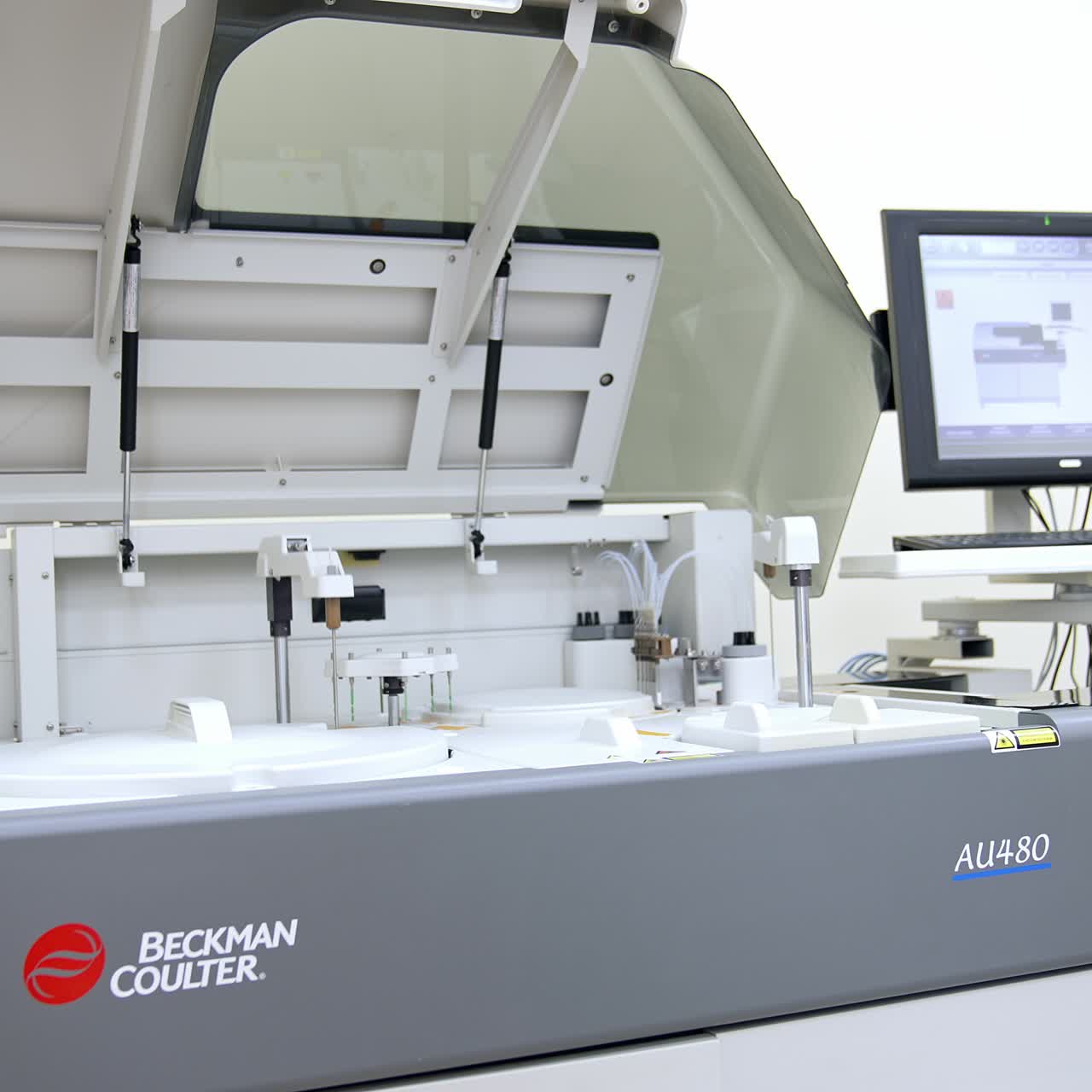 Innovative medical testing apparatus works in the biomedical laboratory. Equipment for modern blood test analysis in advanced clinics