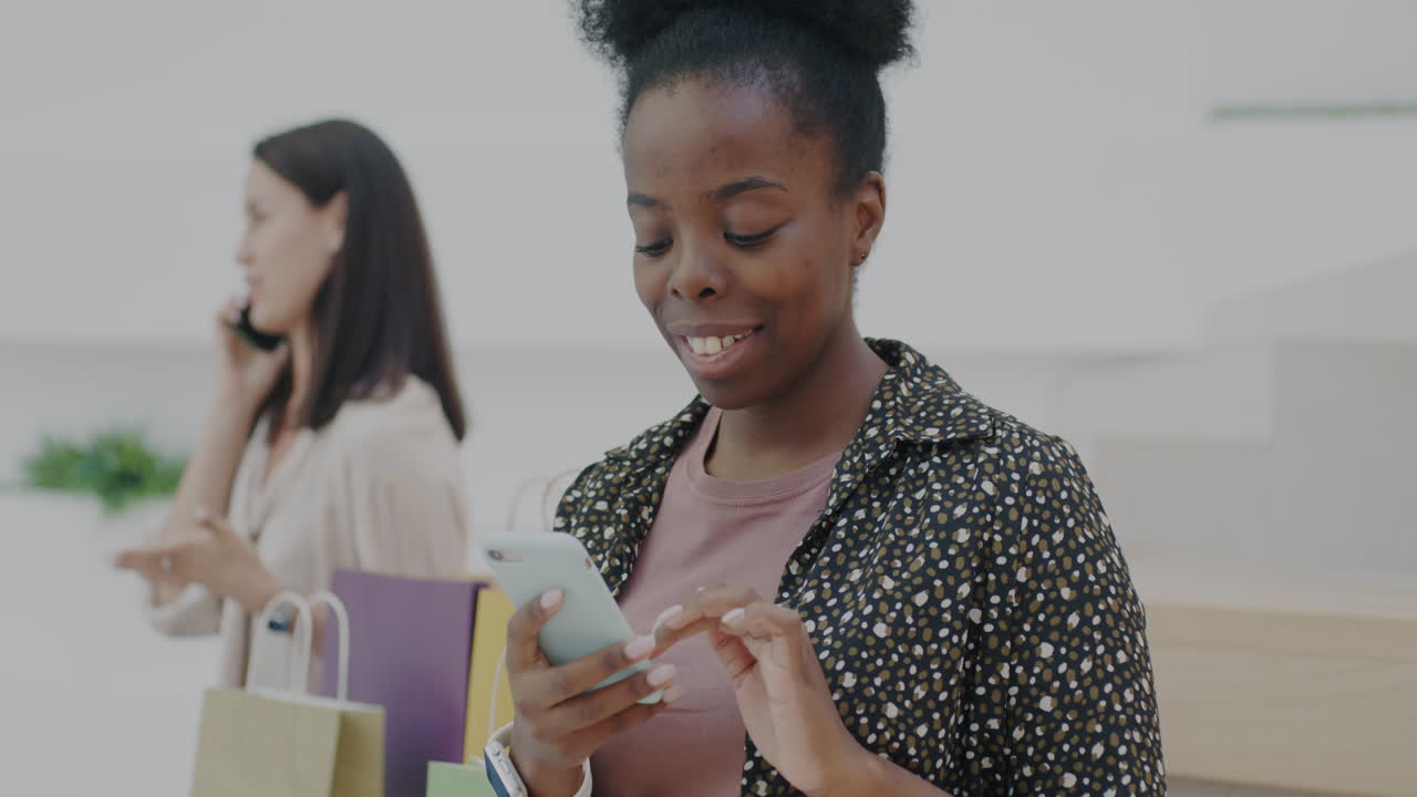 Woman Shopping and Using Smartphone
