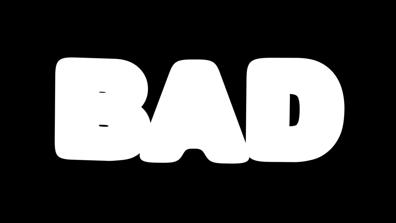 animación 3d abstracta de la apariencia de la palabra malo