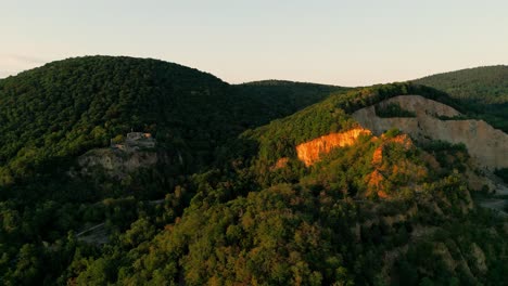 Medieval-stronghold-and-quarry-during-golden-hour