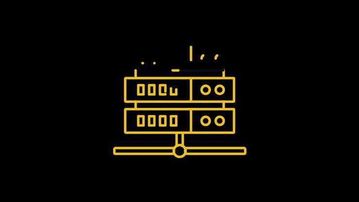 Animated Line Icon of a Server Rack for Data and Network