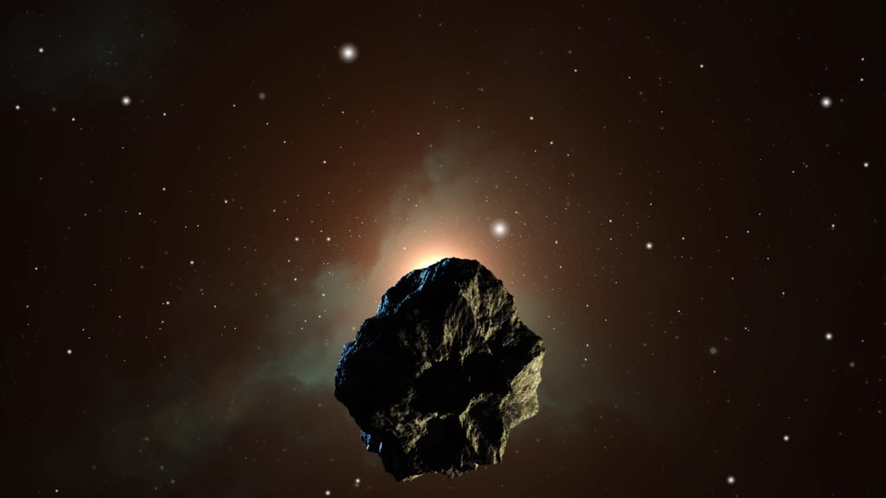 the asteroid rock is moving towards the center of light in the universe