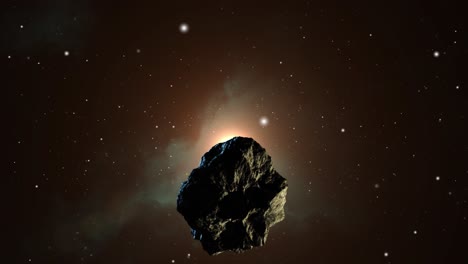 the asteroid rock is moving towards the center of light in the universe