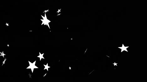 animation of christmas stars falling over black background