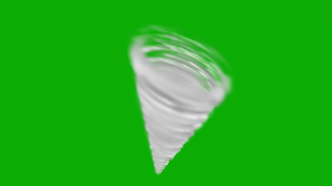녹색 화면 배경으로 무서운 토네이도 모션 그래픽