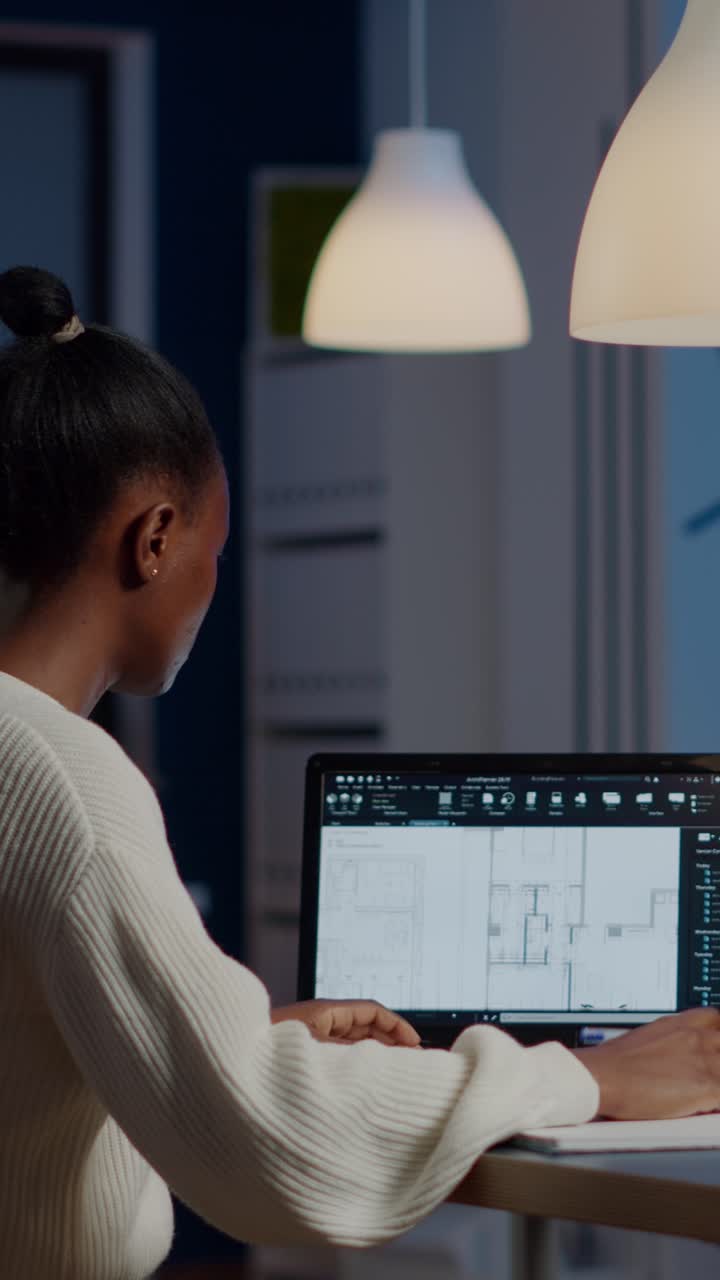 Vertical video Engineer constructor designer architect creating new bluilding plan