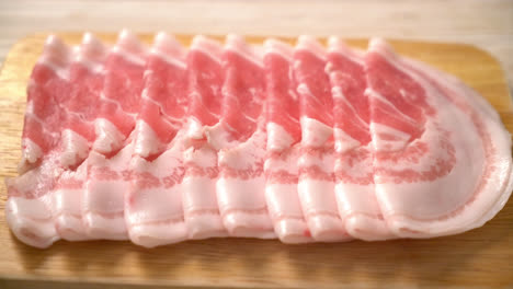 fresh raw pork belly sliced