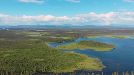 4K-Drone-Video-of-Clearwater-Lake-and-Tanana-River-near-Delta-Junction,-AK-during-Summer