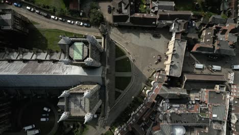 lincoln cathedral birds-eye-view aerial overhead drone view close-up